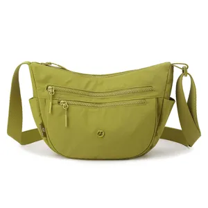 Casual nylon crossbody bag for women, lightweight multi-pocket hobo shoulder bag green.