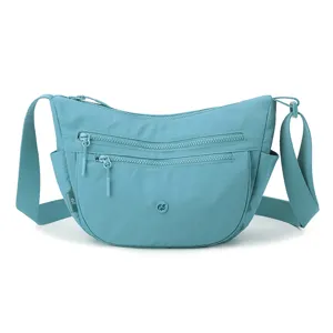 Casual nylon crossbody bag for women, lightweight multi-pocket waterproof shoulder bag