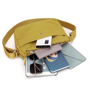 Women casual nylon crossbody bag stylish solid color shoulder bag large capacity travel purse