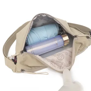 Casual nylon crossbody bag for women men lightweight waterproof shoulder saddle bag khaki