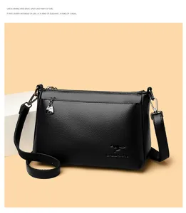 Sac à bandoulière noir classique pour femme en cuir souple, sac fourre-tout élégant et simple.