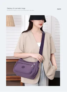 Casual nylon crossbody shoulder bag for women, multi-pocket design for daily travel handbag.