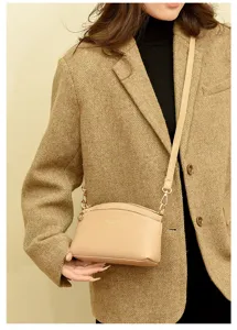 Women stylish shell crossbody bag PU leather daily commute shoulder bag neutral chic accessory