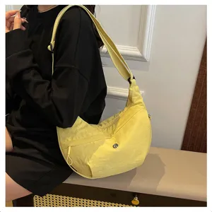 Lightweight waterproof nylon crossbody bag for women, large capacity casual shoulder bag daily use.