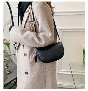 Donna vera pelle borsa a tracolla elegante borsetta moda casual nera borsa a luna chic.
