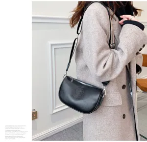 Borsa a tracolla da donna in vera pelle, elegante borsa crossbody con tracolla a righe.