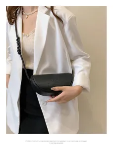 Women Genuine Leather Crescent Shoulder Bag Crossbody Handbag Stylish Simple Chic
