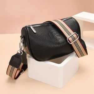 Borsa a Tracolla in Vera Pelle da Donna Moda Casual Semplice Tinta Unita Borsa a Spalla Borsa Versatile