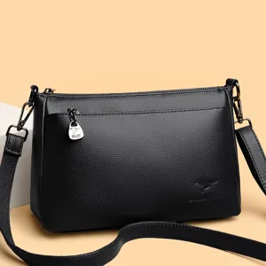 Sac Bandoulière Épaule en Cuir PU Couleur Unie Décontracté pour Femmes Taille Moyenne Fermeture Éclair