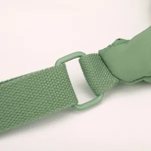 Nylon crossbody bag strap detail, lightweight travel dumpling bag strap close-up view.