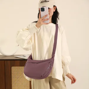 Womens nylon crossbody bag large capacity casual shoulder bag lightweight travel dumpling bag