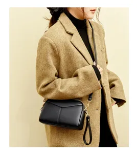 Women PU leather crossbody bag soft solid color stylish shoulder clutch detail view