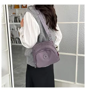 Lightweight nylon crossbody bag casual commuter shell bag purple single shoulder bag