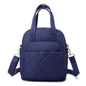 Stylish nylon casual backpack for women, multi-functional shoulder bag with quilted pocket.