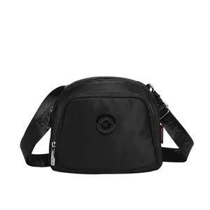 Casual black nylon crossbody bag lightweight single shoulder shell bag for daily commute.