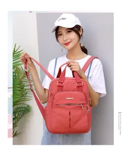 Casual women backpack large capacity travel school rucksack stylish daypack pink