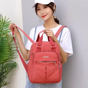 Detailed view of women casual backpack, stylish travel school daypack with large capacity design.