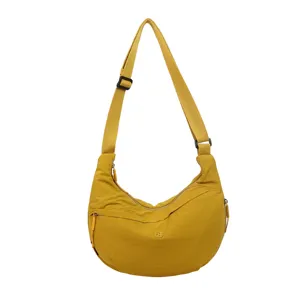 Lightweight nylon crescent crossbody bag, casual large capacity shoulder bag for daily use.