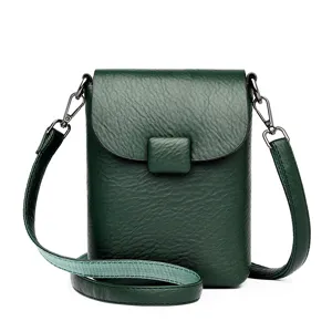 Bolso bandolera vertical verde oscuro para telefono movil de mujer chic elegante y moderno diario