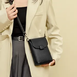 Bolso bandolera vertical casual para mujer, bolso de hombro de piel sintética lisa y elegante.