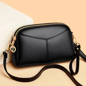 Women's Casual PU Leather Crossbody Bag Simple Solid Color Single Shoulder Messenger Bag Fashion Handbag Mobile Phone Bag
