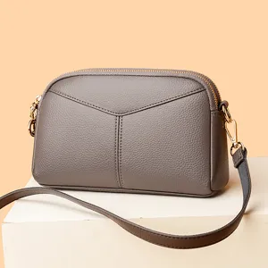Women's simple single shoulder crossbody bag solid color soft surface daily fashion main view