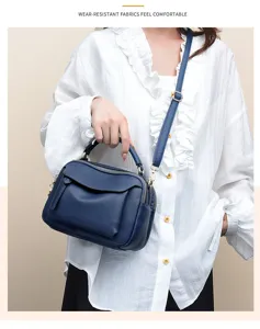 Stylish women soft leather shoulder bag casual crossbody handbag with adjustable strap.
