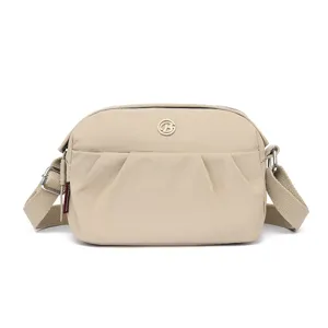 Casual nylon τσάντα ώμου καθημερινής χρήσης για άνδρες και γυναίκες, μπεζ χρώμα.