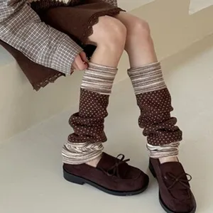 Calze lunghe a righe stile retrò giapponese per autunno inverno scaldamuscoli di maglia