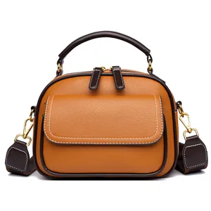 Stylish women's PU leather crossbody shoulder bag with top handle and multi-layer design.