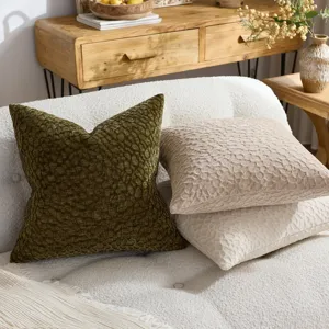 Chenille textured throw pillow cover, soft solid color cushion case for home sofa decor.