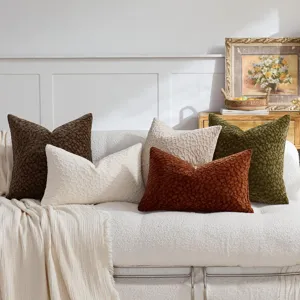 Thickened plum blossom pattern chenille solid soft texture throw pillow cover cushion