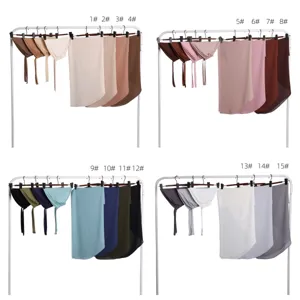 Effen kleur chiffon lange sjaal en modal elastische cap 2-delige set, 15 veelzijdige kleuren.