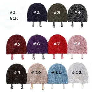 Beaded mesh cap with tassel fringe, elastic styling hat for women, multi-color variant details.