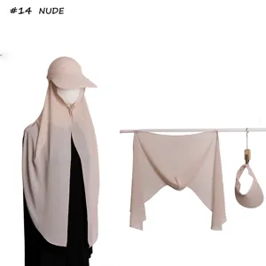 Solid color chiffon sun visor cap with detachable face veil and scarf set for women UV protection.