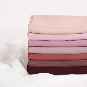 Solid color silver silk chiffon scarf stack, thin breathable pleat shawl headscarf.