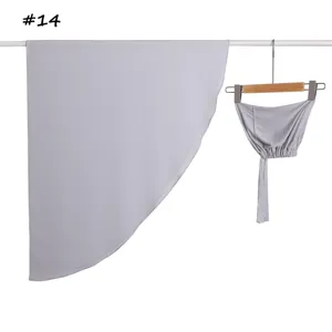 Prachtige set van 2 stuks effen chiffon lange sjaal en modal elastische muts in lichtgrijs.