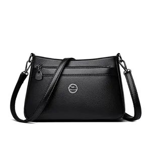 Women's PU Leather Crossbody Bag Casual Solid Color Large Capacity Shoulder Bag Multi-Pocket Zipper Handbag For Daily Commute