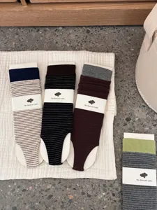 Striped stirrup socks for women, retro casual fashion stack socks, comfortable breathable fabric.