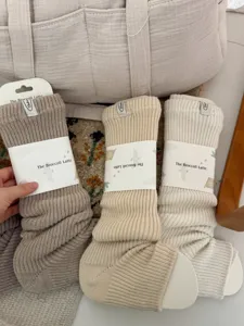 Merino wool thick slouch leg warmers for women, winter solid color cozy knitted boot socks.