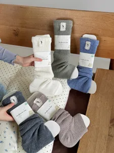 Thick knit wool stirrup socks for women, autumn winter cozy Japanese style leg warmers.