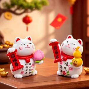 Cute lucky cat desktop ornaments micro landscape resin figurine set for home decor gifts