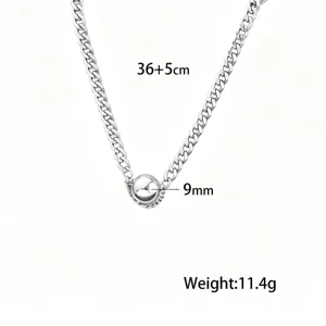 RVS bal hanger sleutelbeen ketting met 36+5cm kettinglengte en 9mm kralenontwerp.
