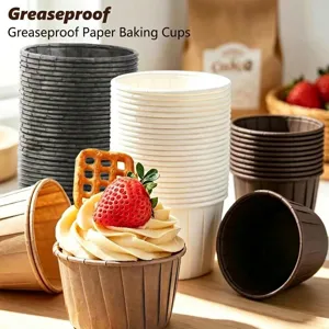 Λαδόκολλα Θήκες Muffin Ανθεκτικές στη Θερμότητα Τυλιγμένο Άκρο για Cupcake Muffin Πάρτι Κουζίνα Διακόσμηση Γλυκού