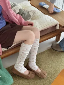 Style japonais mignon ours imprimé volants jambières douces chaussettes d'automne