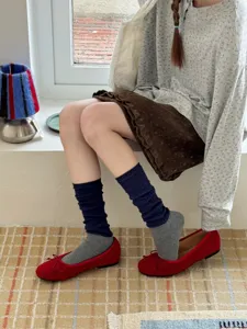 Chaussettes empilées côtelées élégantes pour femmes, rétro décontractées respirantes jambières
