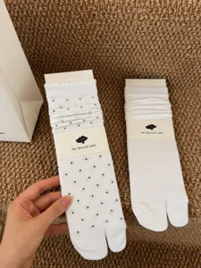 Women white split toe socks cute polka dot slouch cotton socks new autumn fashion hosiery