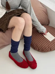 Femmes vintage chaussettes slouch côtelées couleur contrastée confortable automne hiver