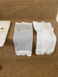 Comfortable breathable cotton split toe socks, stylish two toe socks detail view.