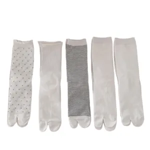 Cute cotton tabi split-toe socks with polka dots and stripes, comfortable breathable socks.